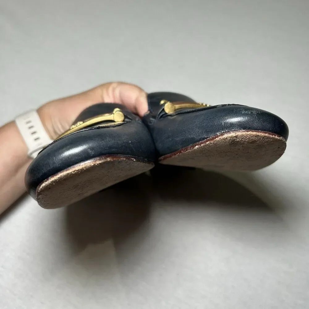 Tory Burch Amelia mule loafers black leather enamel hardware 6.5, preppy, work